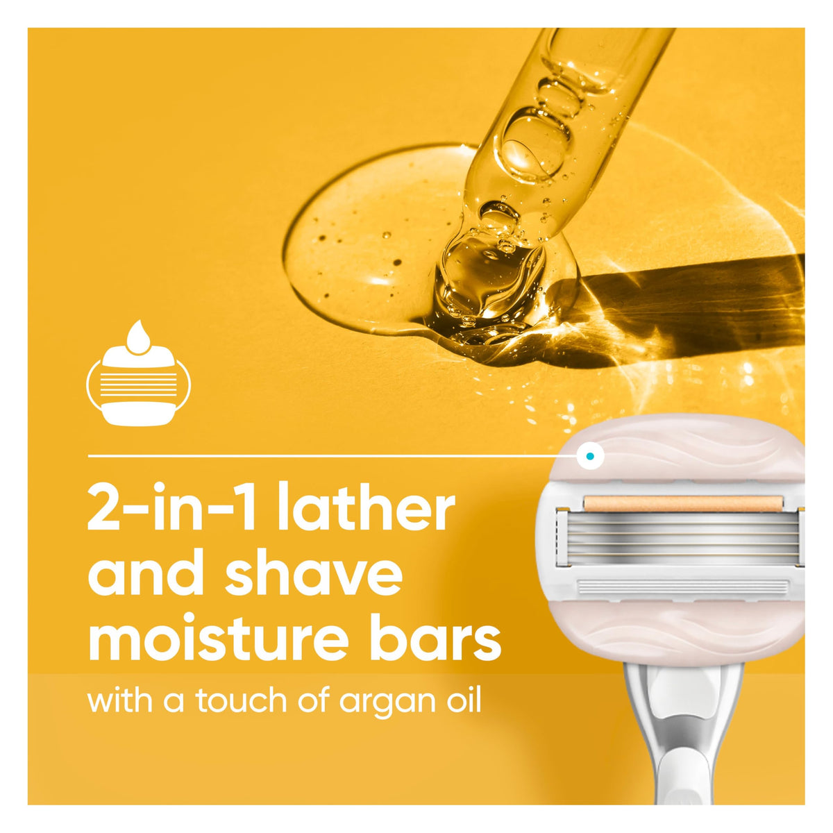 Gillette Venus moisture bar creating lather to moisturize skin while shaving