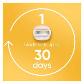 Gillette Venus cartridge clipped onto a reusable handle for easy swapping