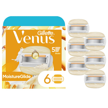 Gillette Venus front packaging showing blades and benefits for dry skin