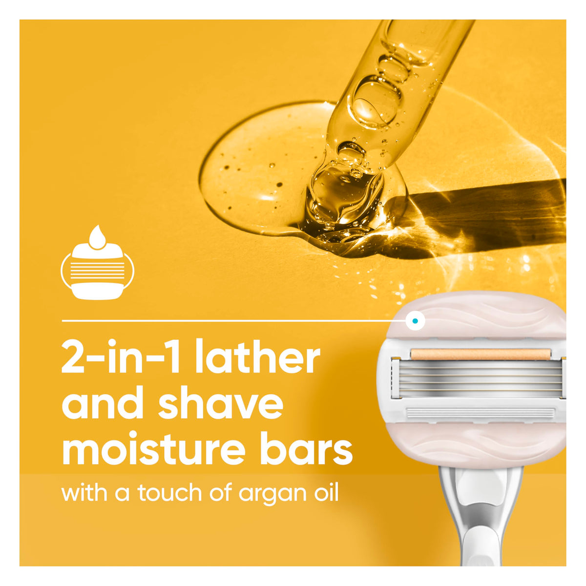 Gillette Venus moisture bar creating lather to hydrate and protect skin