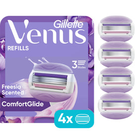 Gillette Venus open pack revealing four refills for multi-month replacement benefit