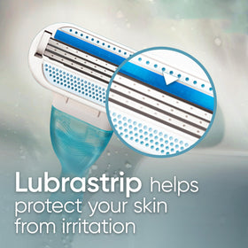 Gillette Venus pivoting head demonstrating contour-following shaving benefit