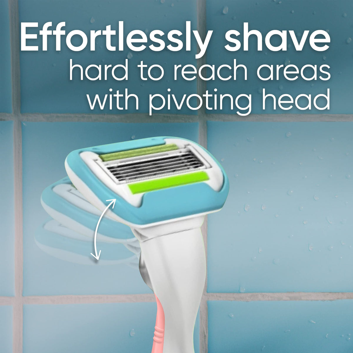 Gillette Venus pivoting head angled to follow curves for fewer missed spots