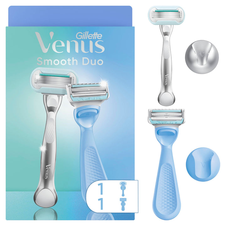 Gillette Venus pubic razor front view showing compact design and easier shaping