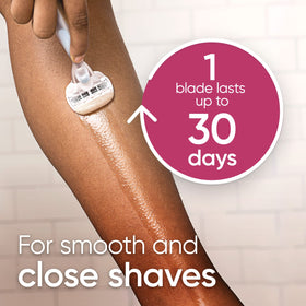 Person holding Gillette Venus razor to show size, balance, and handling