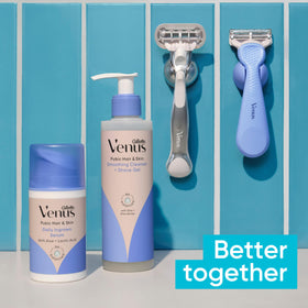 Gillette Venus razors in shower lifestyle image showing comfortable, controlled use