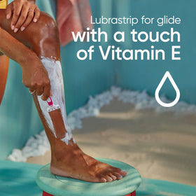 Gillette Venus Simply3 razor in use shaving lower leg for precise contouring and comfort
