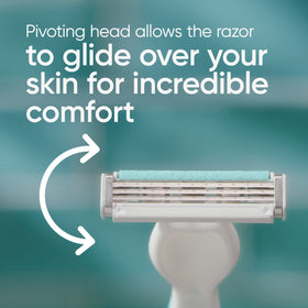 Woman shaving her leg with Gillette Venus razor for comfortable, smooth results