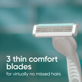 Detailed view of the SkinElixir Lubrastrip on a Gillette Venus razor for easier glide