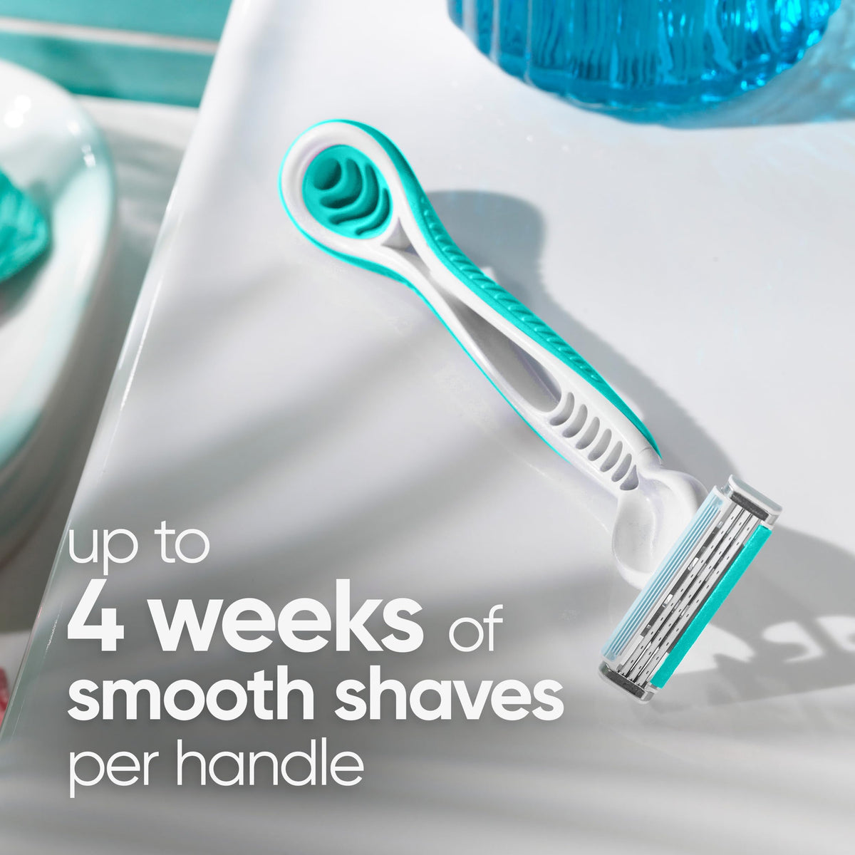 Gillette Venus razor pivoting head angled on a contour to demonstrate adaptive shave