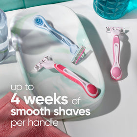 Gillette Venus Simply3 next to a hand to show scale and travel-friendly convenience