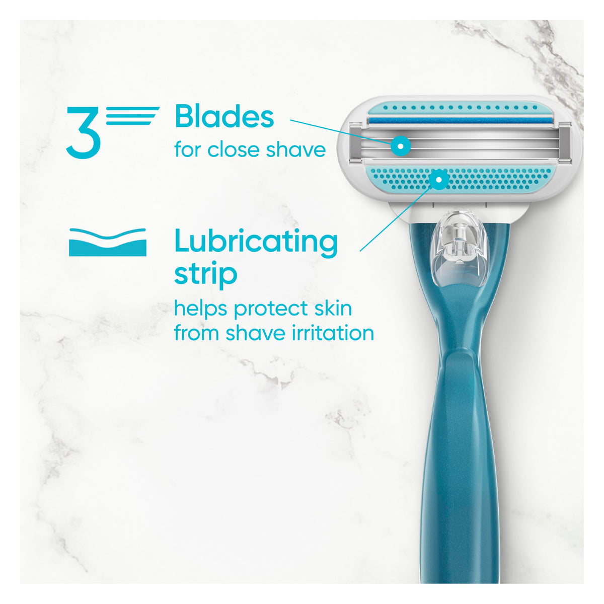 Gillette Venus close-up single cartridge highlighting comfort cushions