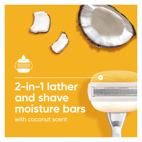 Gillette Venus size comparison in hand showing compact, travel-friendly refills