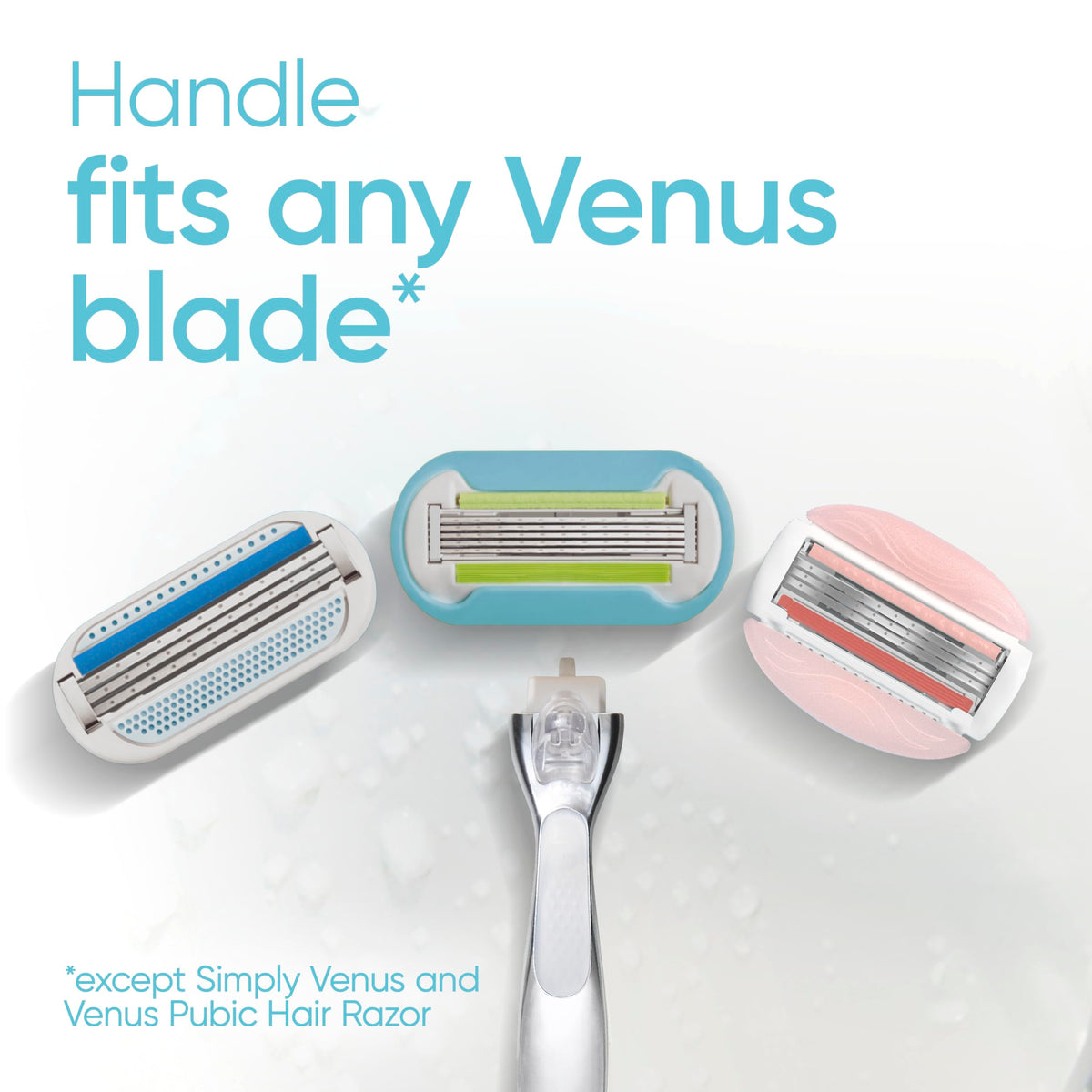 Gillette Venus size comparison showing handle and refill scale for storage