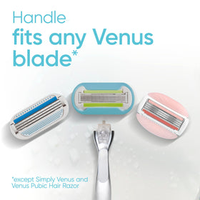 Gillette Venus size comparison showing handle and refill scale for storage