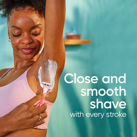 Gillette Venus soft-grip handle view emphasizing secure control when wet