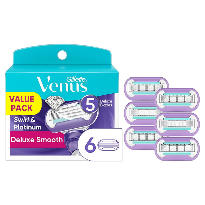 Gillette Venus Swirl front view showing cartridge — smooth close shave benefit