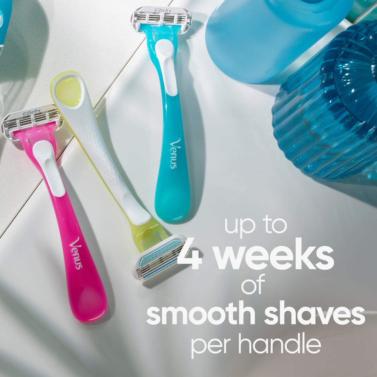 Gillette Venus three-blade head detail with moisture strip for smoother glide