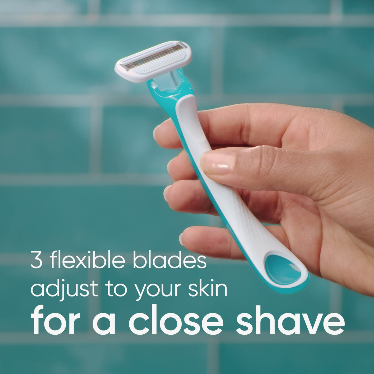 Gillette Venus close-up of scented tropical handle showing grip texture and control