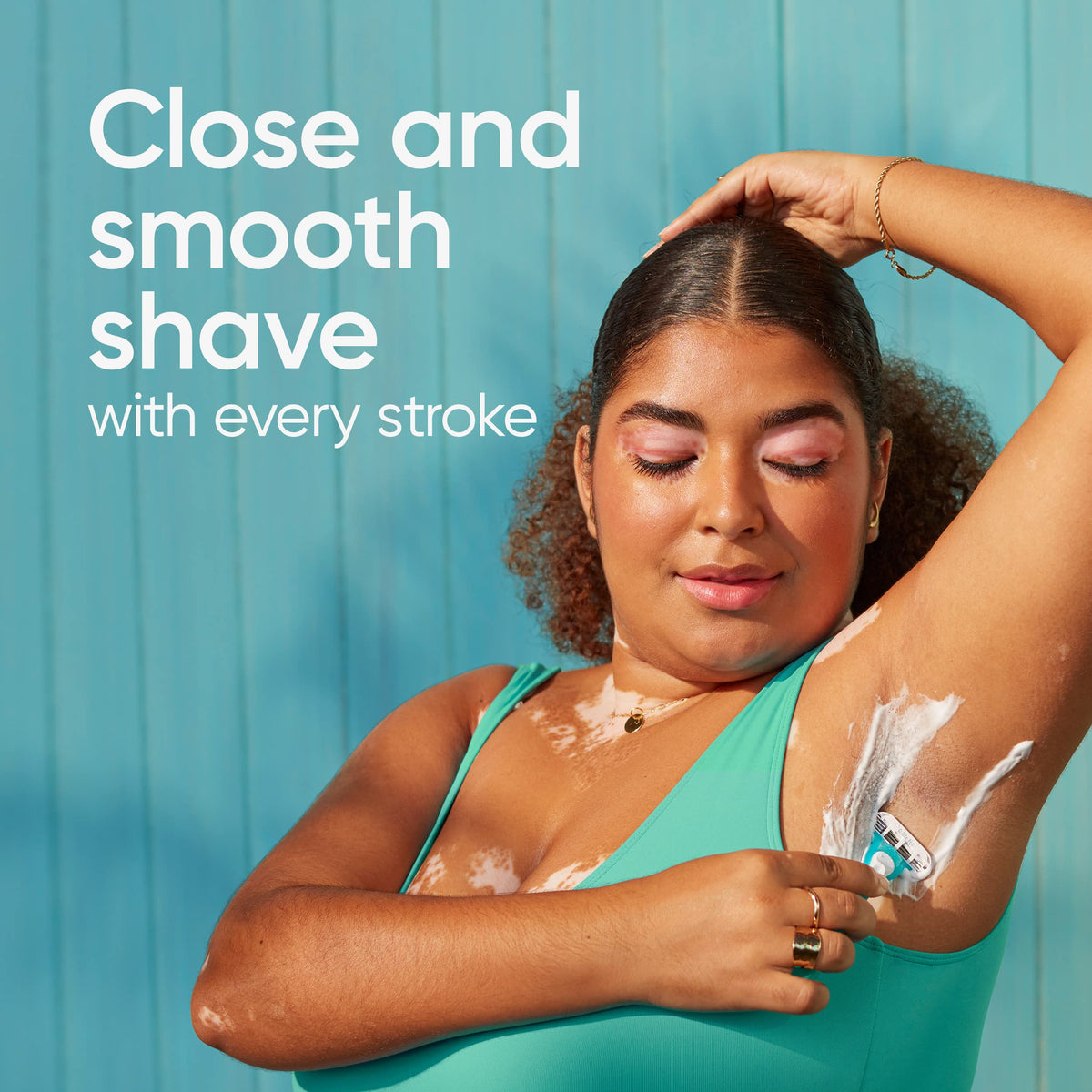 Gillette Venus razor held in hand to show size and easy travel convenience