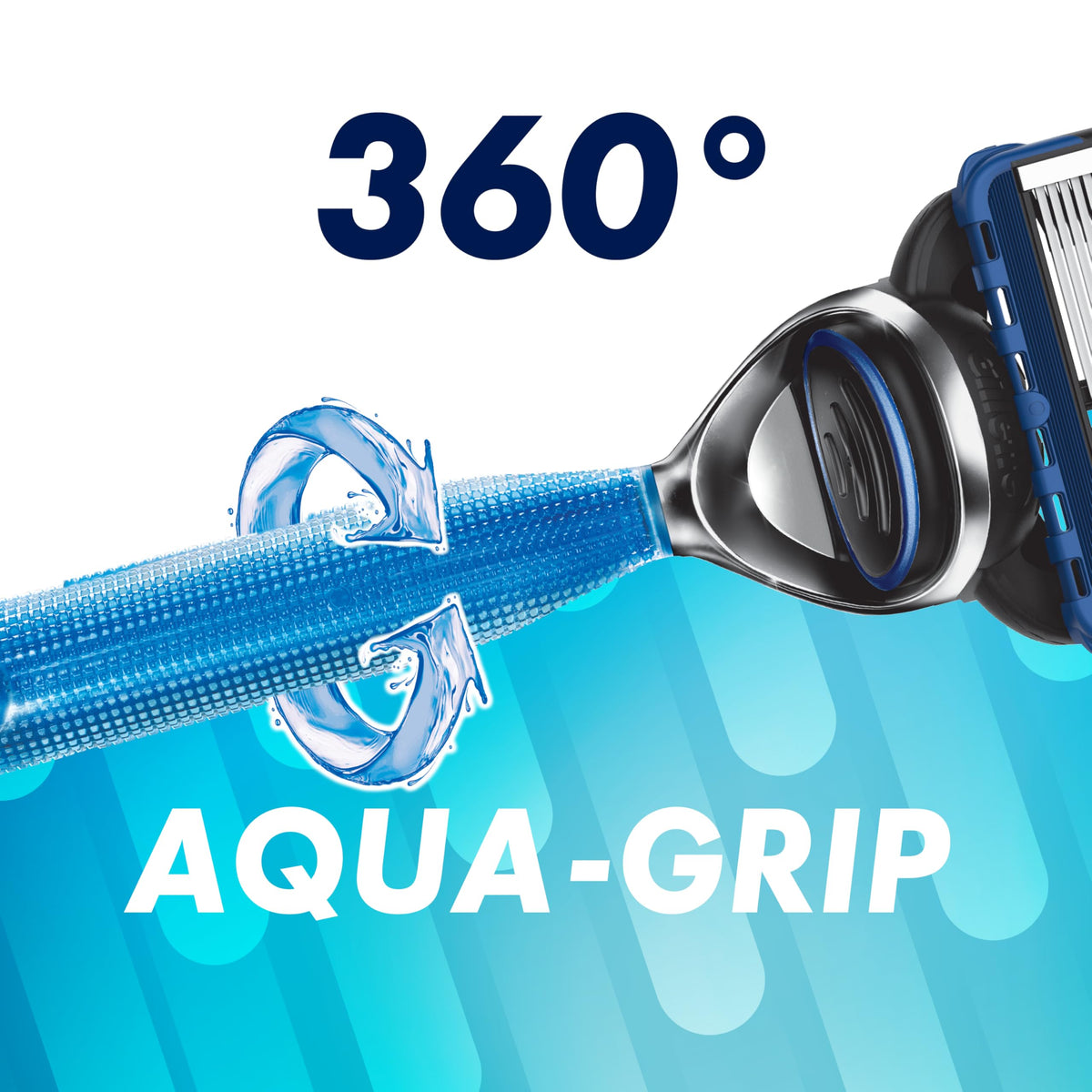 Gillette 5 close-up of five-blade array delivering precision and reduced tug