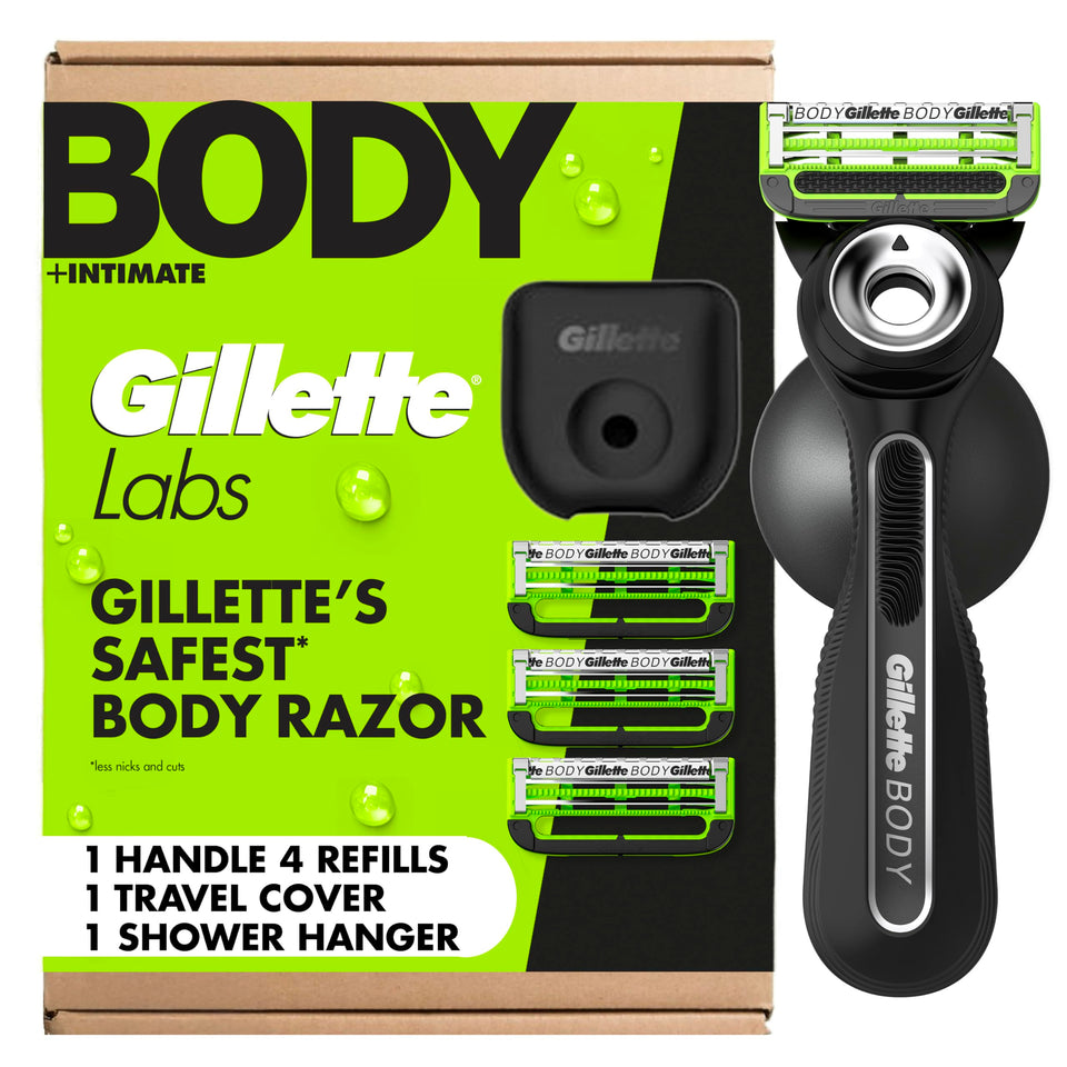 GilletteLabs front packaging showing kit contents and benefits