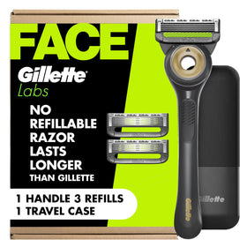 GilletteLabs front view showing handle and three refills for convenient shaving