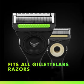 GilletteLabs cartridge snapped into handle illustrating secure fit and easy replacement