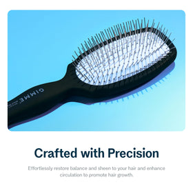 GIMME brush in use on long hair demonstrating detangling and shine benefit