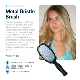 GIMME closeup of stainless steel bristles highlighting smooth glide benefit