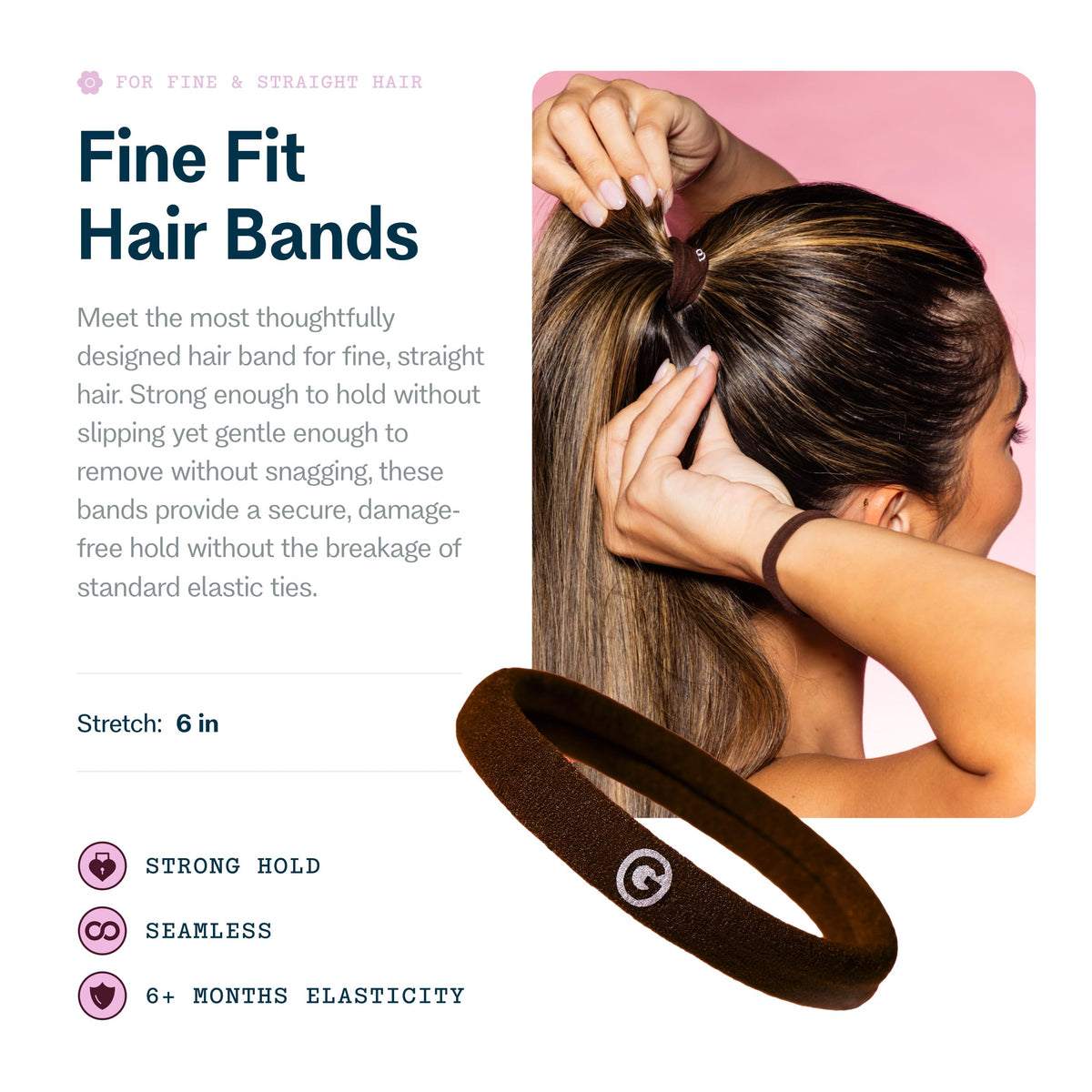 GIMME close-up of elastic texture showing smooth snag-free finish for hair protection