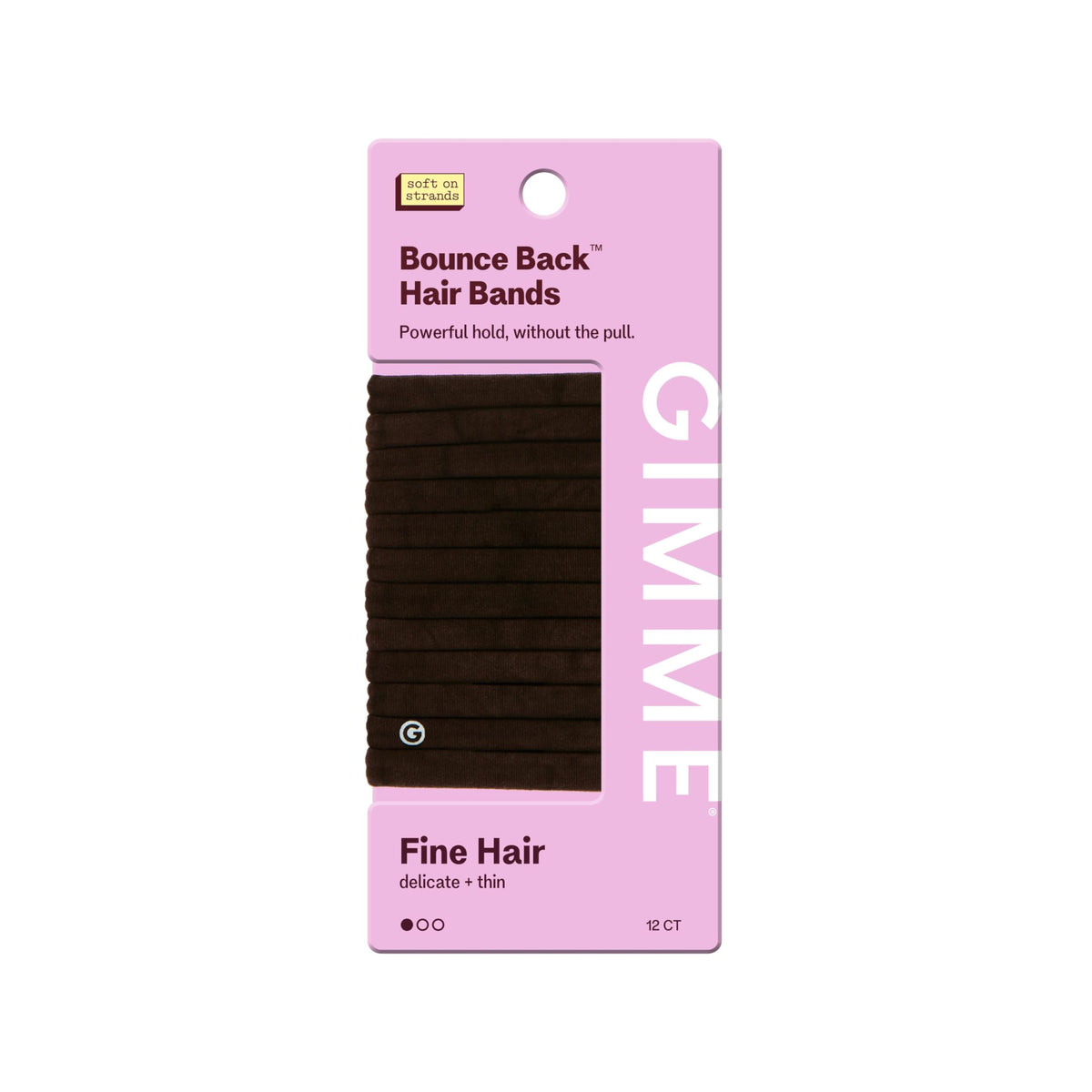 GIMME front packaging showing 12 dark brown bands and clear branding for convenience