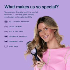 GIMME brush side profile illustrating scalp-contour fit for smoother strokes