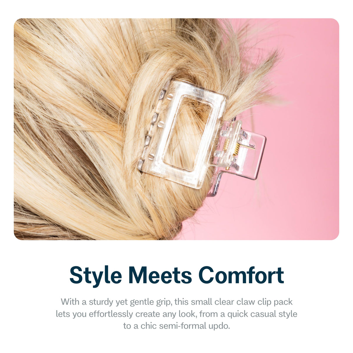GIMME clip holding a small bun, showing discreet styling and comfort