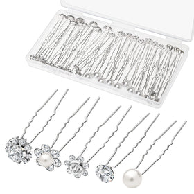 Gingbiss front packaging showing 40-piece bridal hair pins and storage box for organized storage