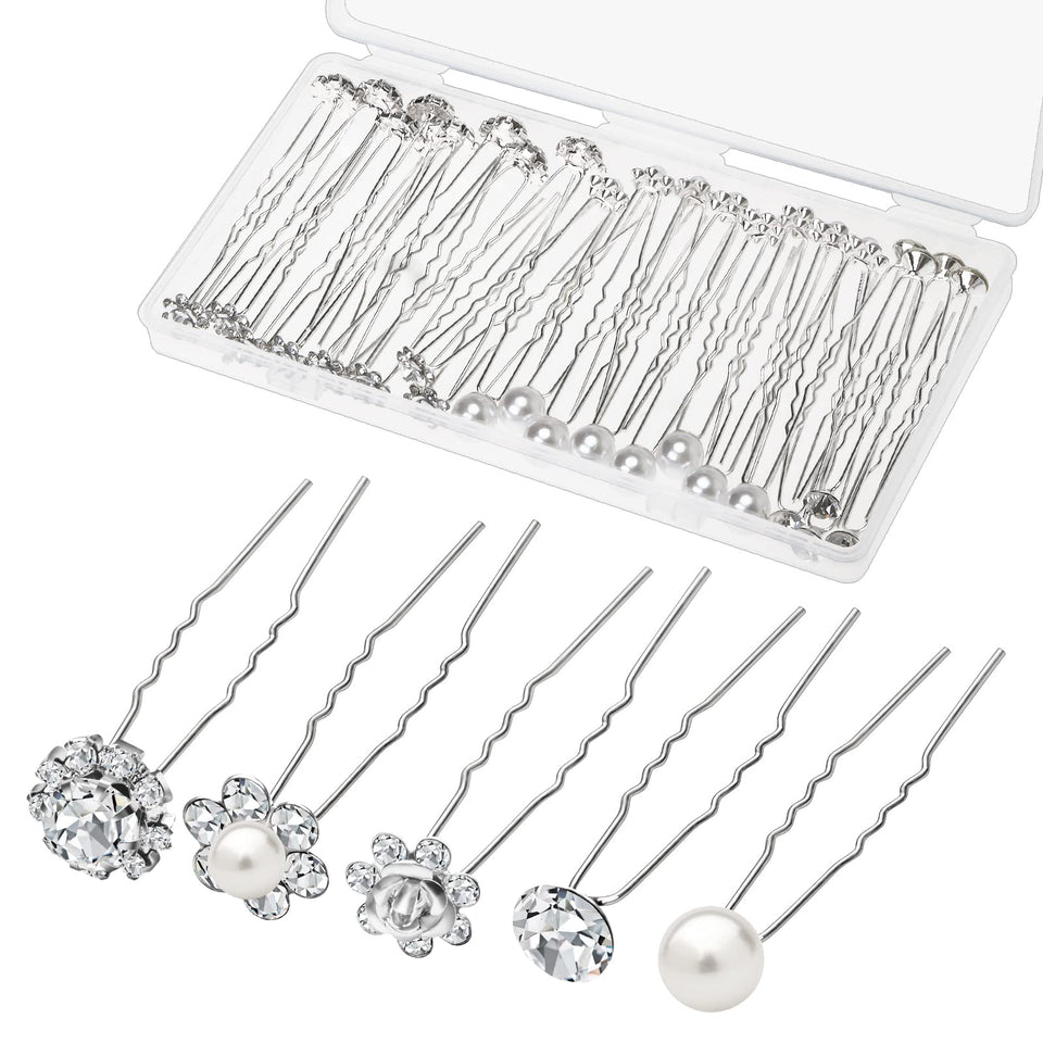 Gingbiss front packaging showing 40-piece bridal hair pins and storage box for organized storage