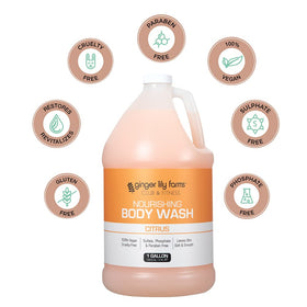 Ginger Lily Farms natural botanicals and citrus fruits representing gentle, nourishing ingredients