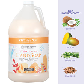 Ginger Lily Farms refill in commercial dispenser showing space-saving convenience