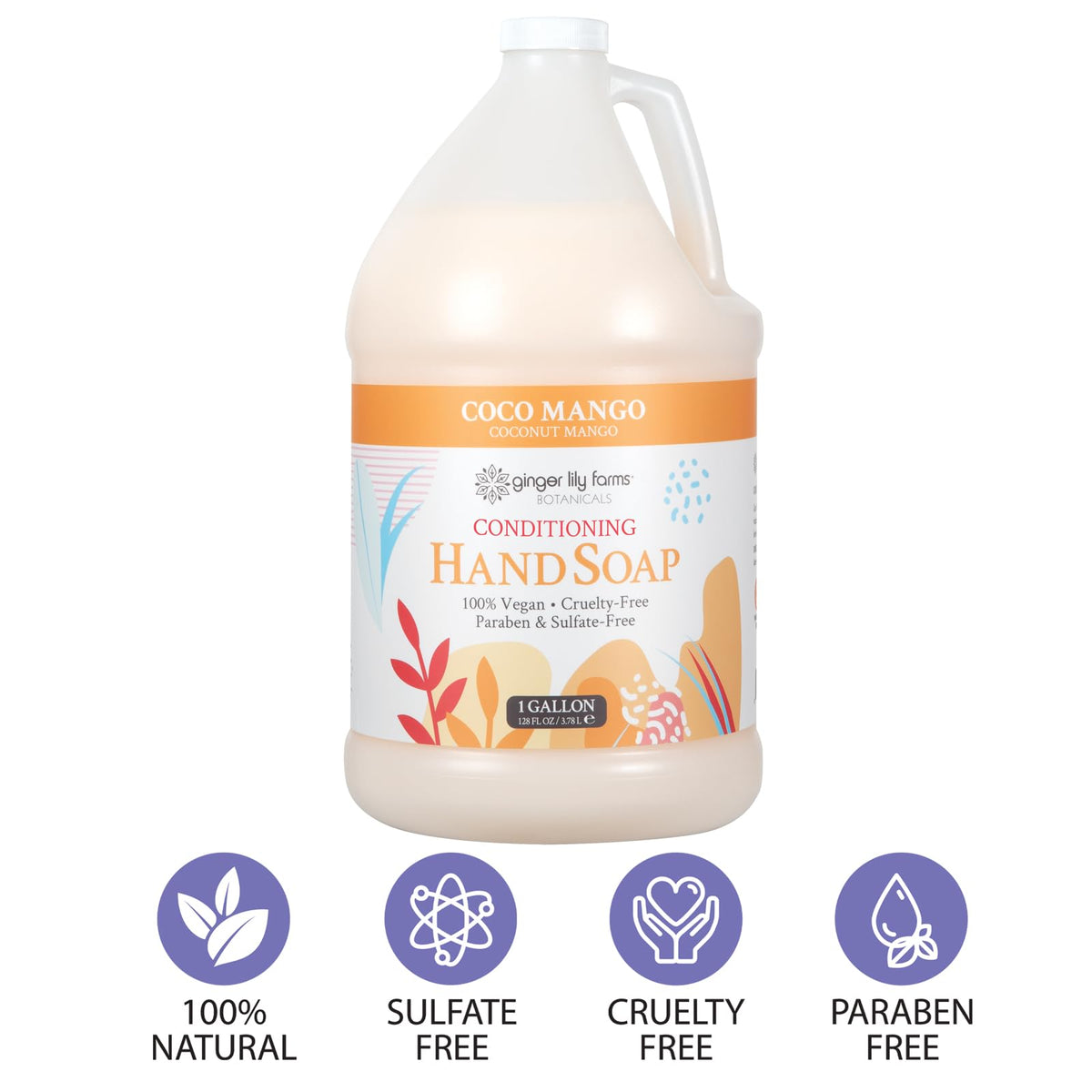 Ginger Lily Farms close-up of label highlighting vegan and cruelty-free benefits