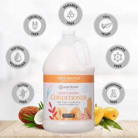 Ginger Lily Farms gallon next to salon backbar bottles for commercial use