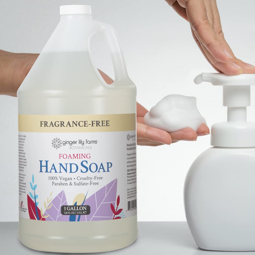 Ginger Lily Farms refill in commercial sink station promoting low-waste supply benefit