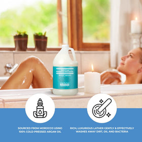 Ginger Lily Farms wall dispenser in shower for commercial and home use