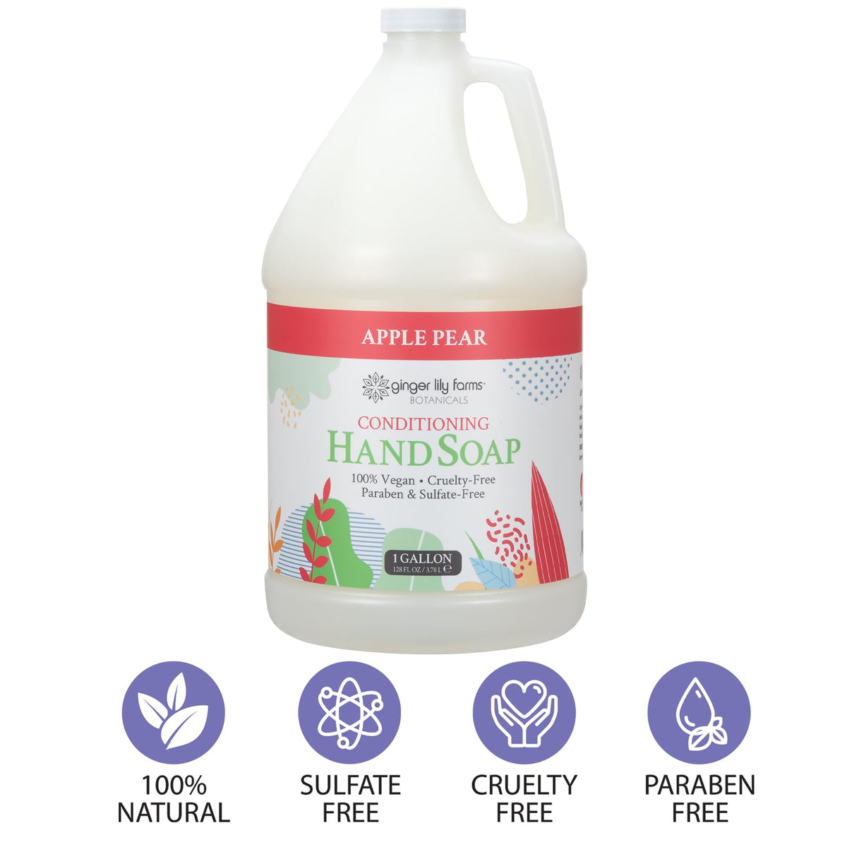 Ginger Lily Farms refill bottle next to a salon dispenser showing commercial suitability