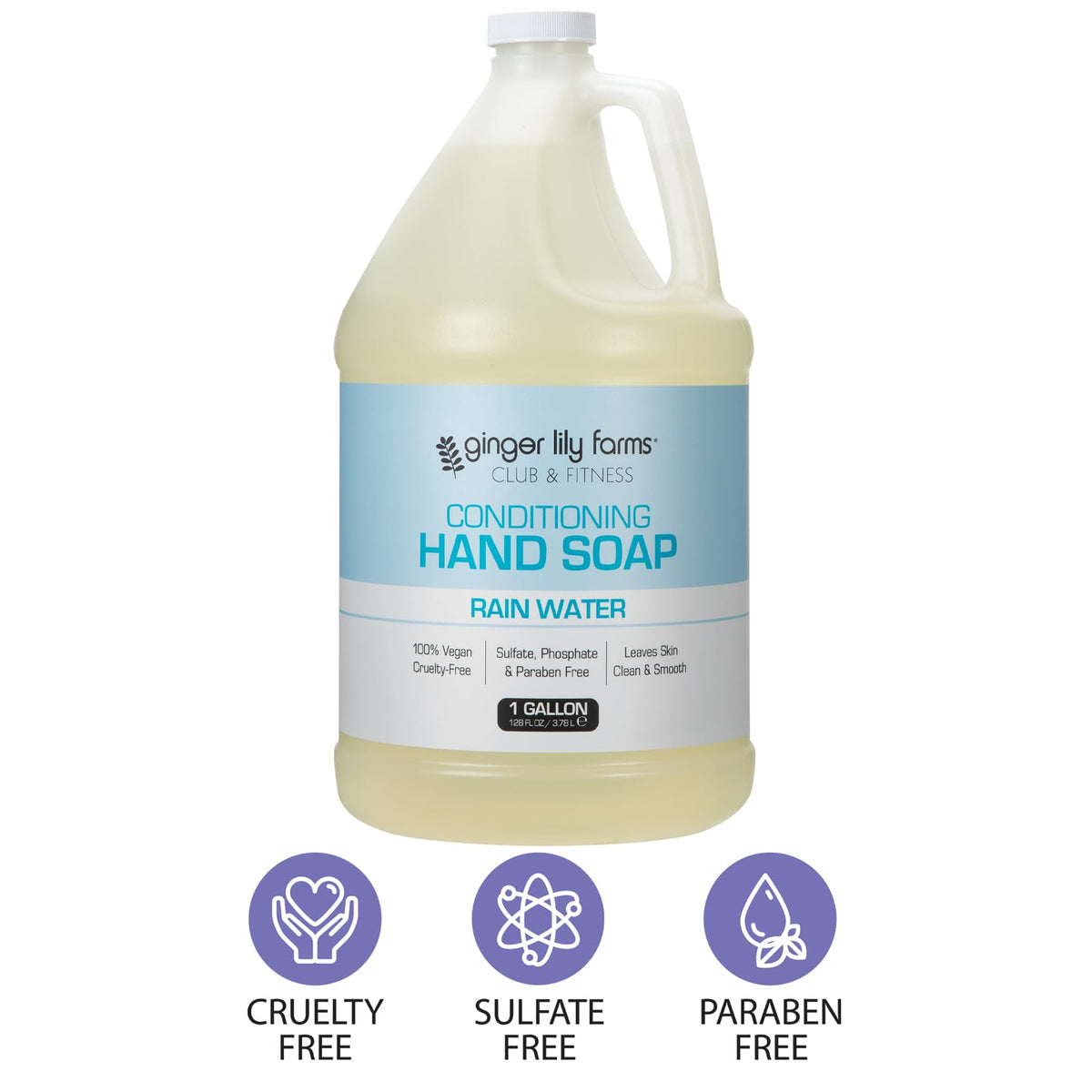 Ginger Lily Farms pouring refill into wall dispenser in gym bathroom