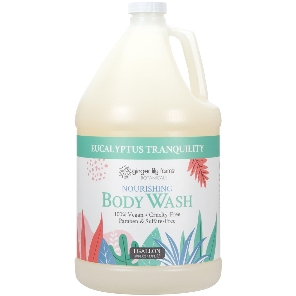 Ginger Lily Farms gallon front view showing clean packaging and refill benefit