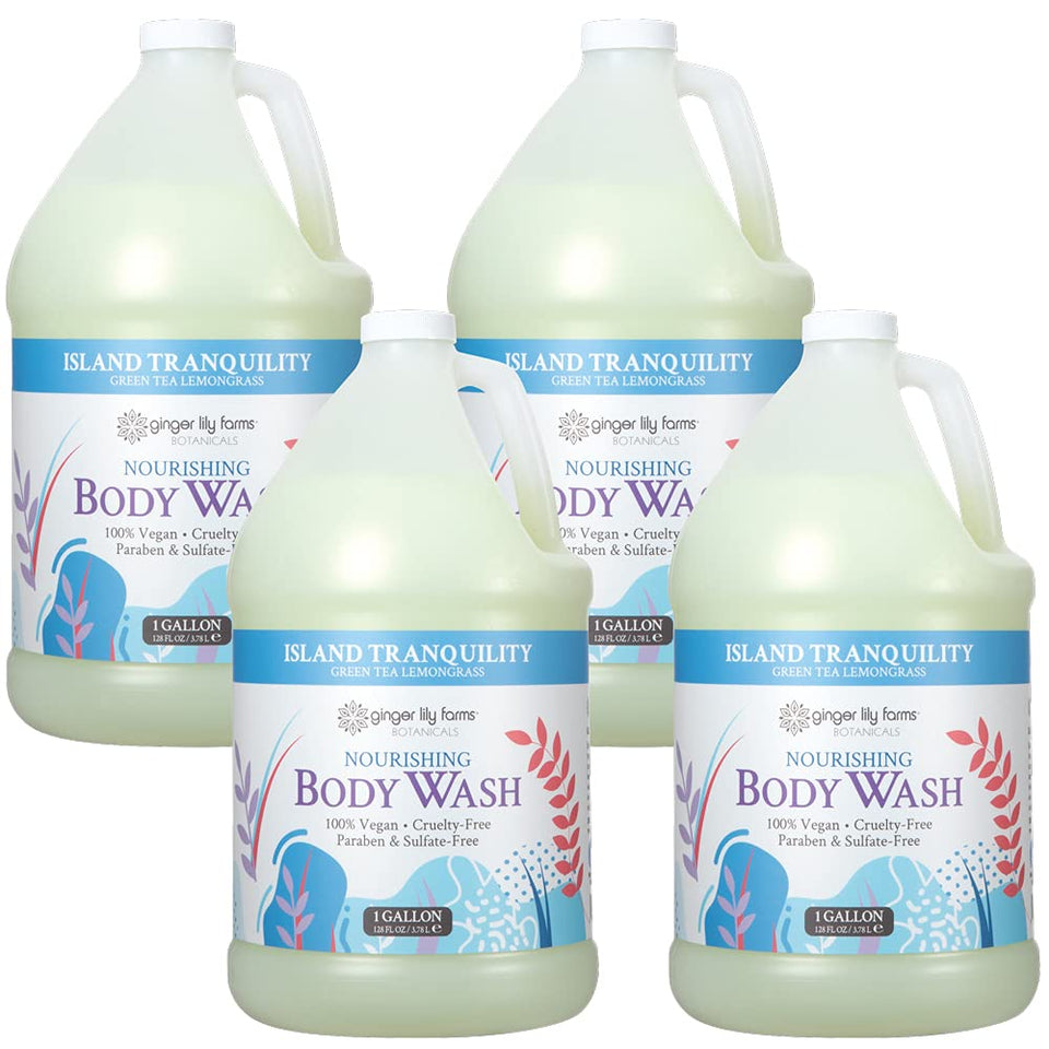 Ginger Lily Farms front gallon bottle showing packaging and eco refill benefit