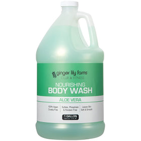 Ginger Lily Farms front label showing aloe scent and vegan claim for easy identification