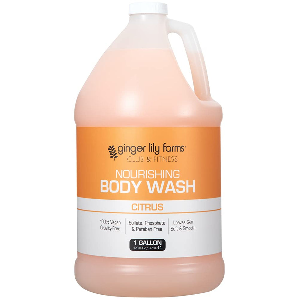 Ginger Lily Farms front packaging showing gallon refill and citrus branding for economical use