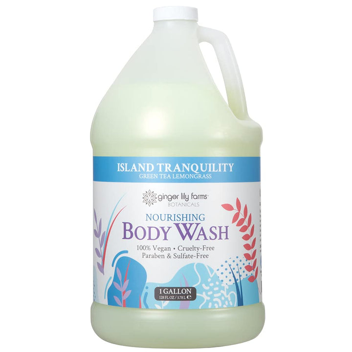 Ginger Lily Farms gallon front label showing product identity and scent benefit