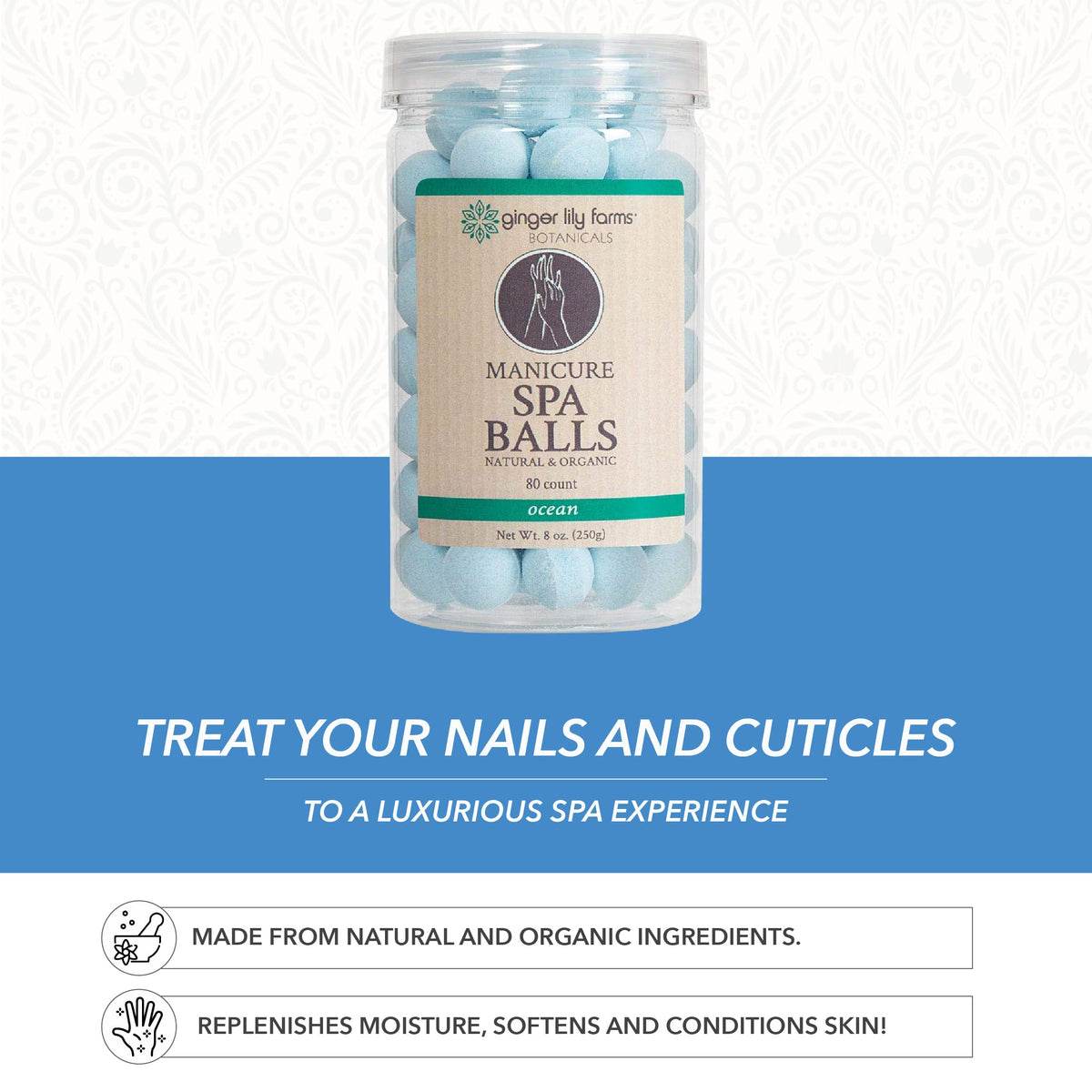 Ginger Lily Farms hands soaking in bowl demonstrating easy manicure prep